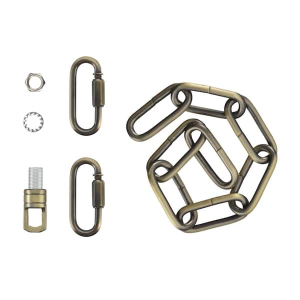 Steel 1 ft. Chain & Quick Link Connector/Hanging Max.120 lbs. Lighting Fixture/Swag Light/Plant,AB Finish,6G