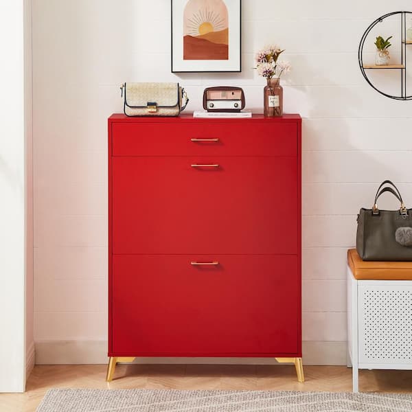 GOGEXX 43 in. H x 32 in. W Red Shoe Storage Cabinet, Freestanding GOGEXX 43 in. H x 32 in. W Red Shoe Storage Cabinet, Freestanding