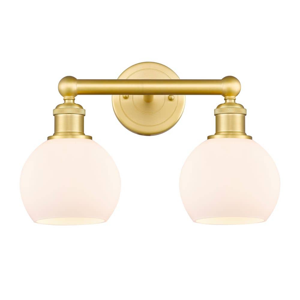 Athens 15 in. 2-Light Satin Gold Vanity Light with Glass Shade price history on PriceWatchPro