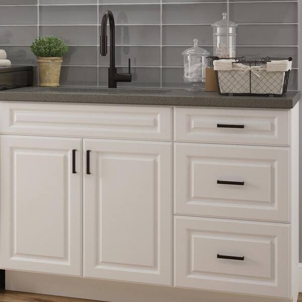 Hampton Bay Designer Series Elgin Assembled 12x34.5x23.75 in. Drawer Base Kitchen Cabinet in White