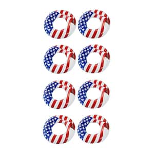 36 in. Inflatable American Flag Swimming Pool and Lake Tube Float (8-Pack)