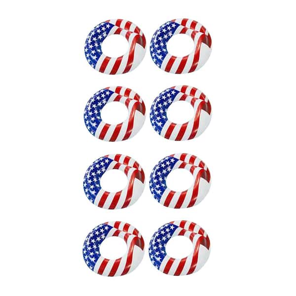 36 in. Inflatable American Flag Swimming Pool and Lake Tube Float (8-Pack)