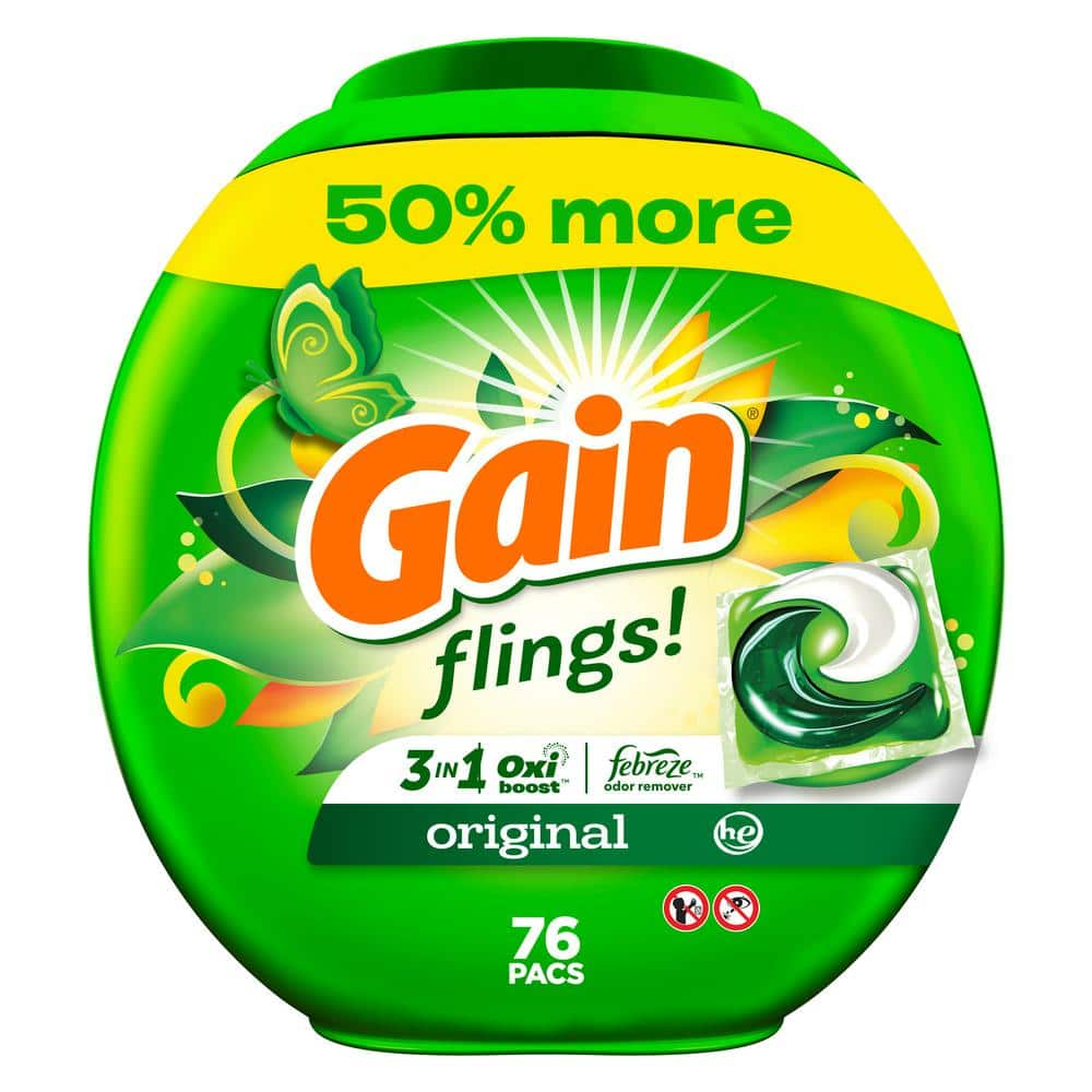 Gain Flings 3 In 1 Original Scent Laundry Detergent Pods (76-CNT) Plus ...