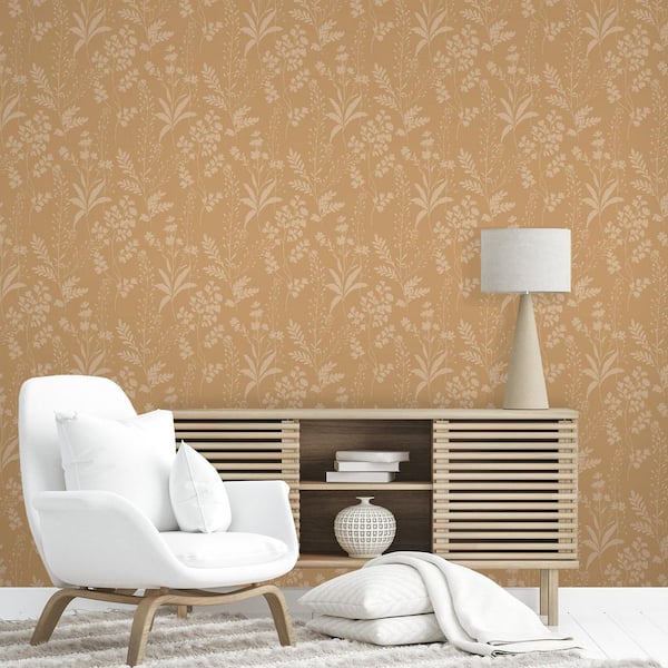 Wildflower Silhouettes Yellow Wallpaper