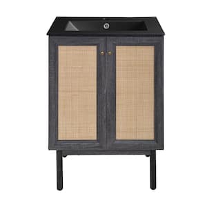 Classe 24 in. W  Black Oak Bathroom Vanity in Black with Ceramic Sink Top