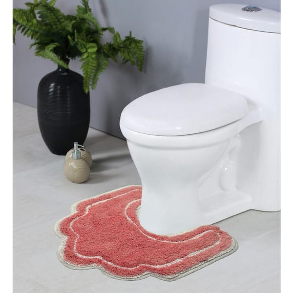 Allure Collection 100% Cotton U Shaped Toilet Rug, 20 in. x20 in. Contour, Coral
