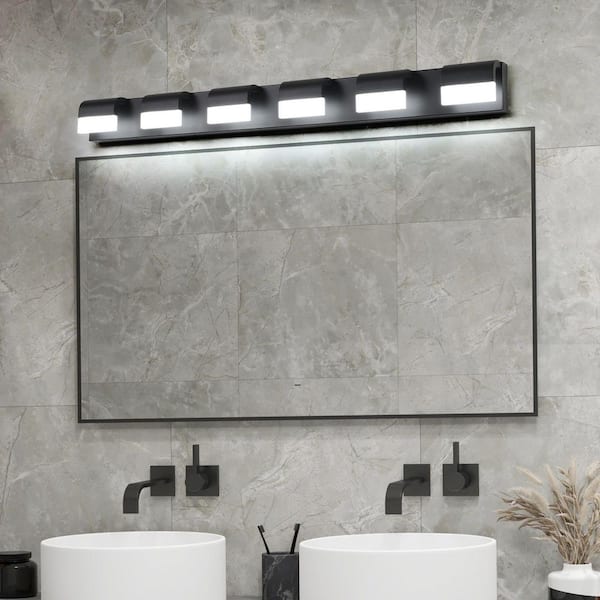 Byteany 46 in. 6-Light Black LED Vanity Light