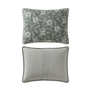 Hibiscus Jungle 3-Piece Jungle Green Cotton King Quilt Set