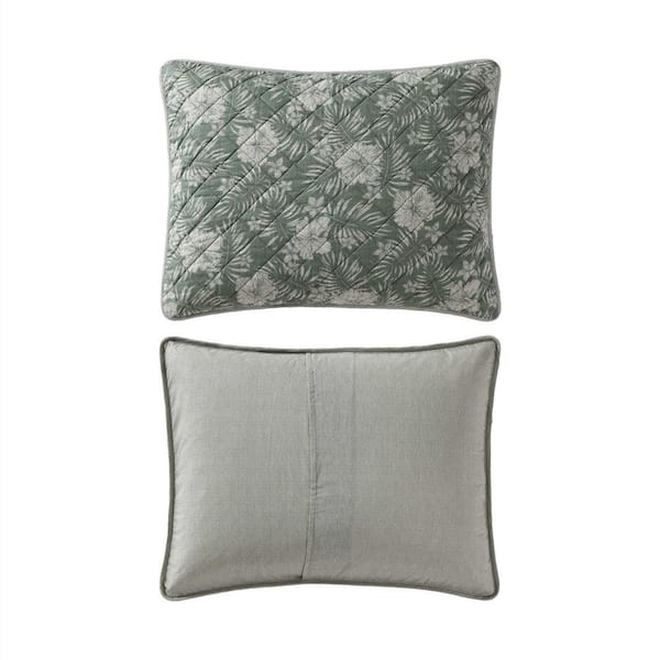 Tommy Bahama Hibiscus Jungle 3-Piece Jungle Green Cotton King Quilt Set