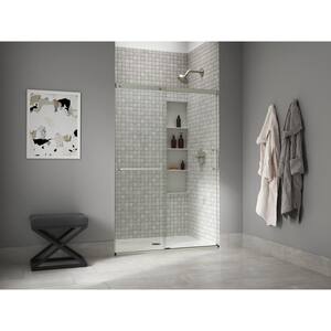 Elate Tall 50-54 in. W x 76 in. H Sliding Frameless Shower Door in Anodized Matte Nickel with Crystal Clear Glass