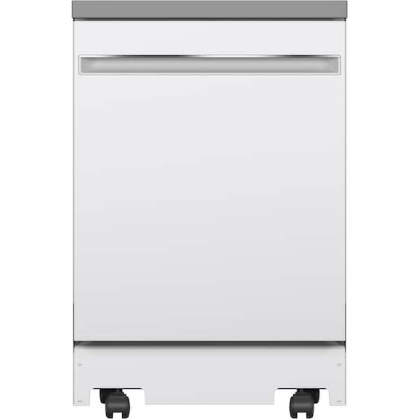 GE 24 in. White Portable Dishwasher with 12 Place Settings Capacity and 54 dBA