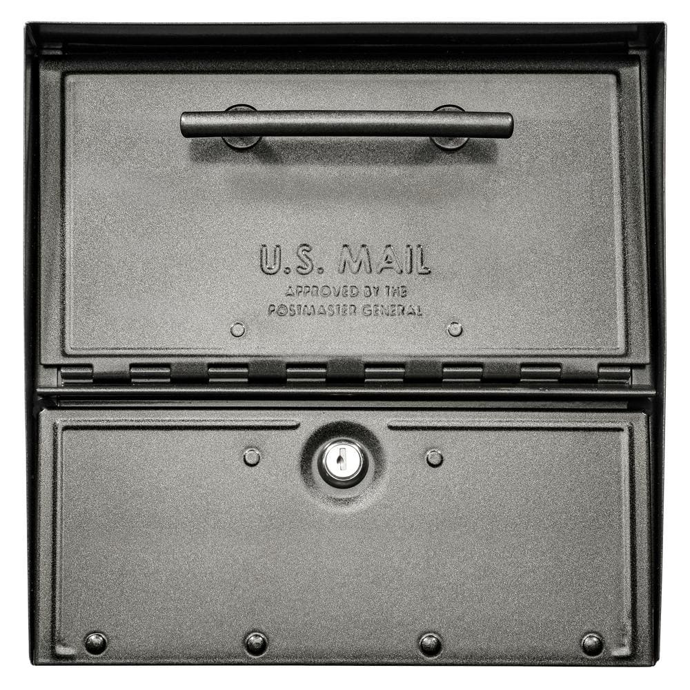 Large Pewter Steel Locking Post Mount Mailbox