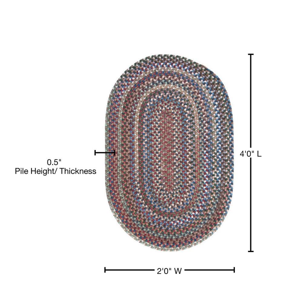 Dusk Blue Wool 2'x4' Reversible Oval Rug