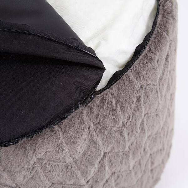 Marley Forrest - Angora Stone Polyester Round 22 in. by 22 in. by 12 in. Foot Pouf