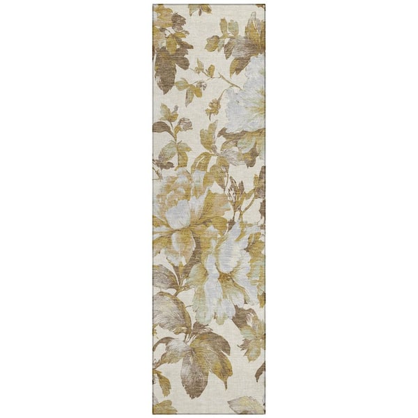 Chantille Machine Washable Indoor/Outdoor Abstract ACN3063 Wheat 2 ft. x 7 ft. Runner Rug