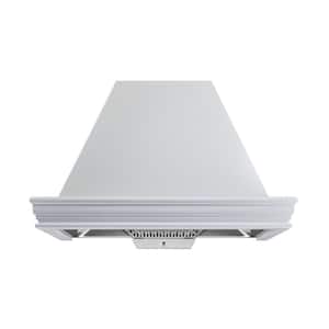 36 in. 900 CFM Ducted White Color Solid Wood Frame Range Hood, Liner Combined Wall Mount Range Hood with Touch Control