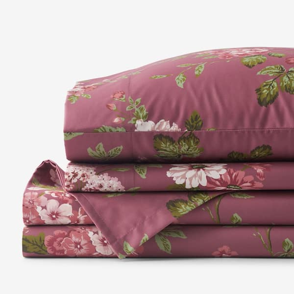 Legends Hotel Victorian Bloom Wrinkle-Free Rose Multi Sateen King Sheet Set