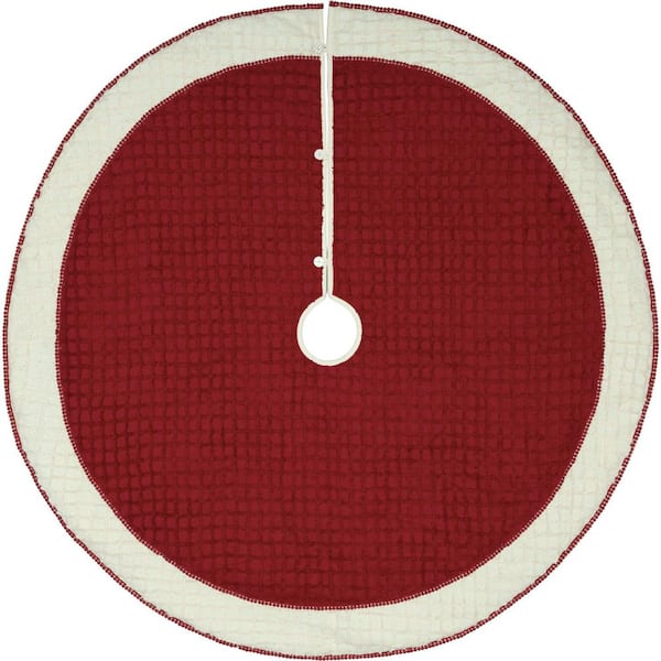 60 in. Red Chenille Kringle Christmas Tree Skirt