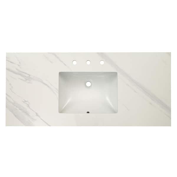 A A Surfaces Calacatta Lumas 49 in. W x 22 in. D Engineered Marble