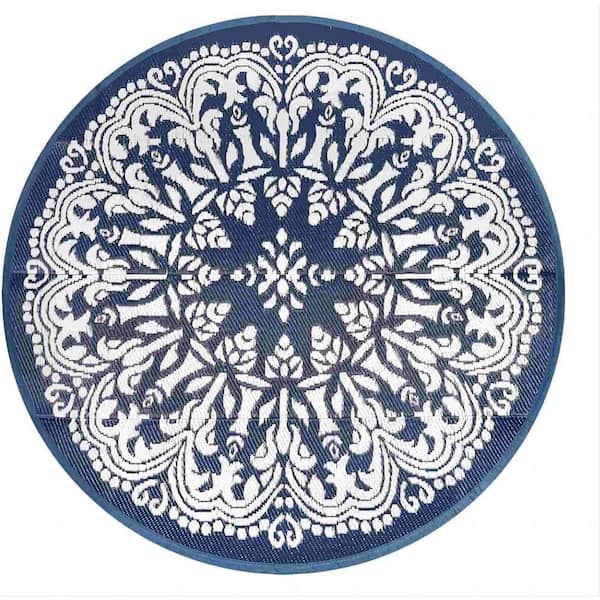 Angel Sar 6 ft. Round Waterproof Indoor Outdoor Area Rugs for Porch ...