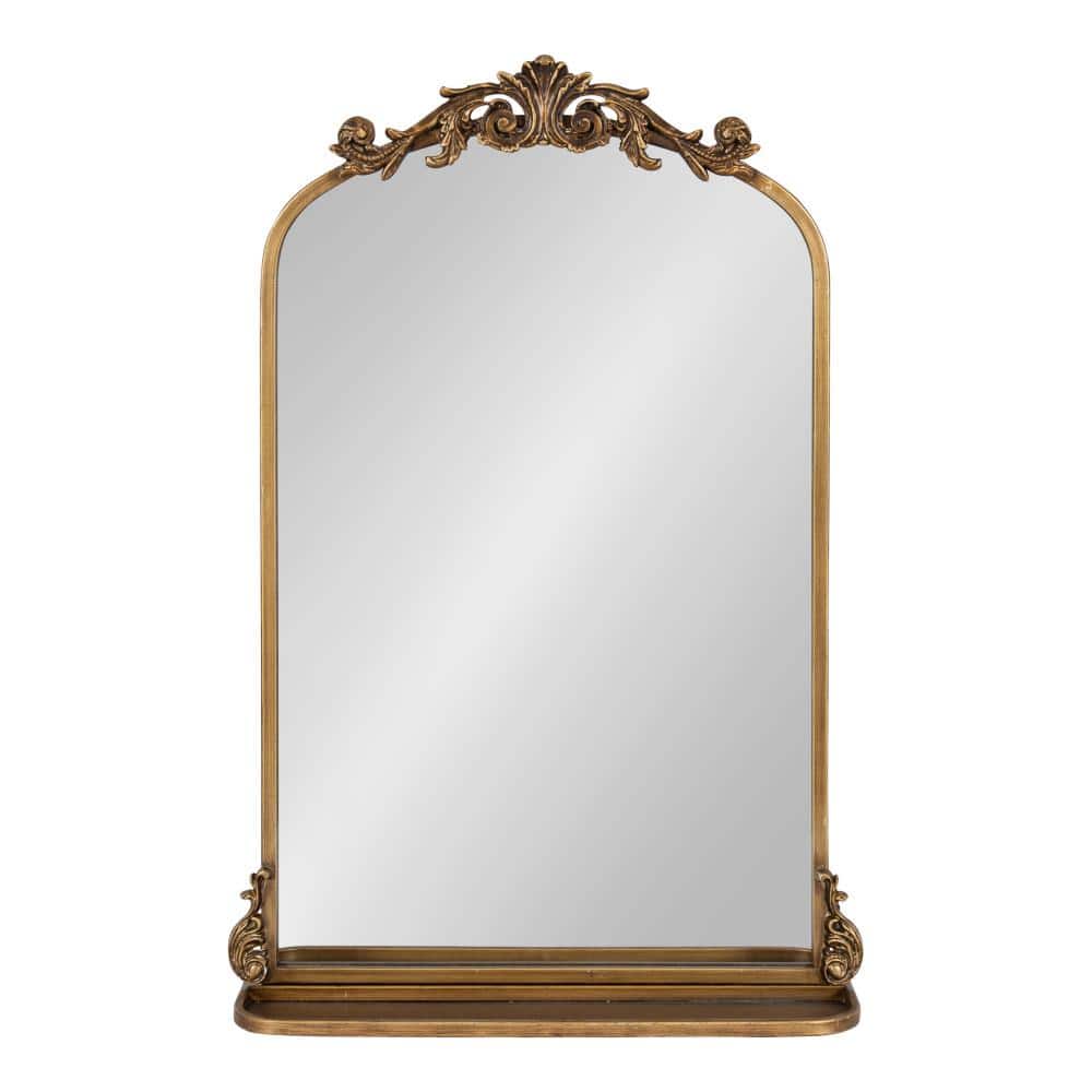 Arendahl Vintage Arch Mirror with Ornate Gold Frame and Shelf