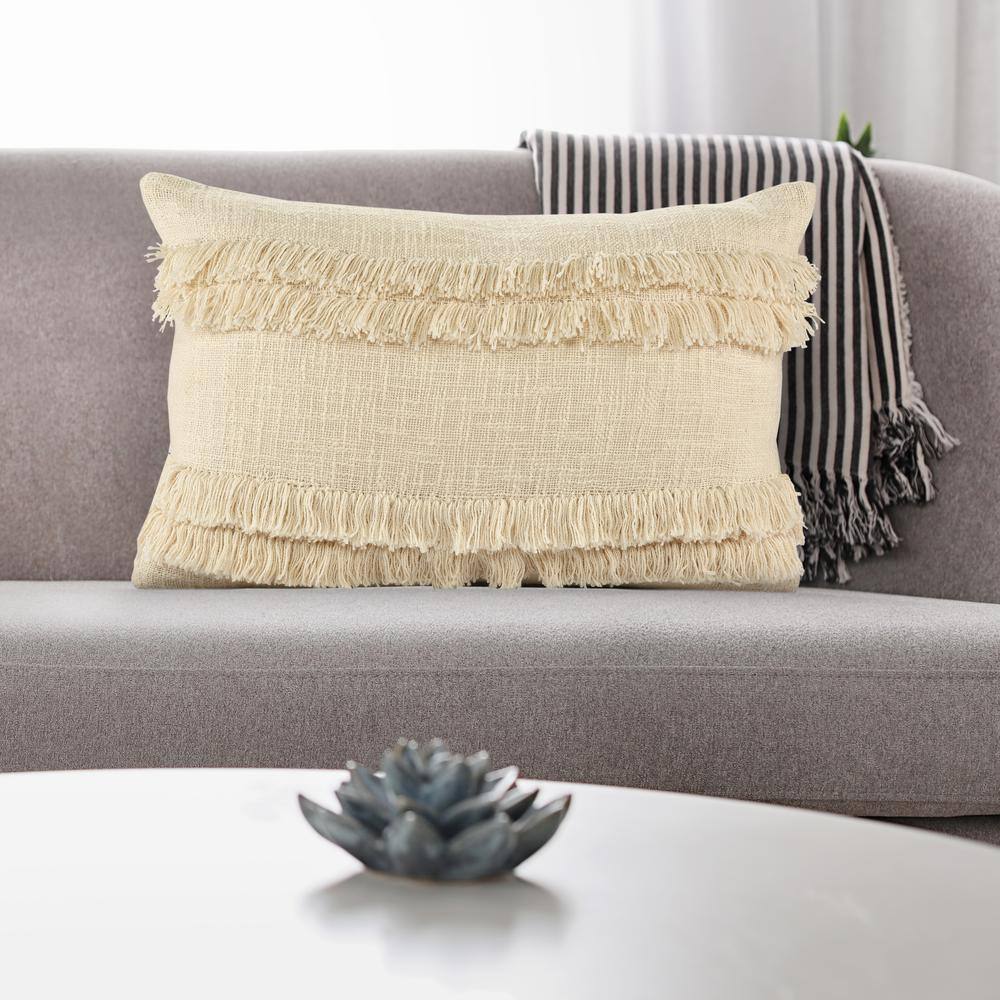Standard Rectangular Cotton Throw Pillow with Textured Accents