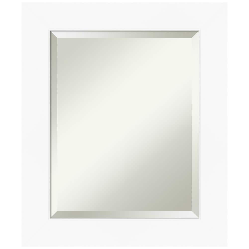 Cabinet White Framed Rectangular Wall Mirror 21.38 x 25.38 Inches