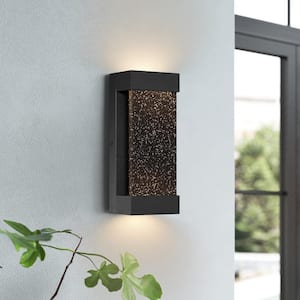 12 in. Black 9-Watt 3000K LED Outdoor wall Sconce With Clear Seeded Glass