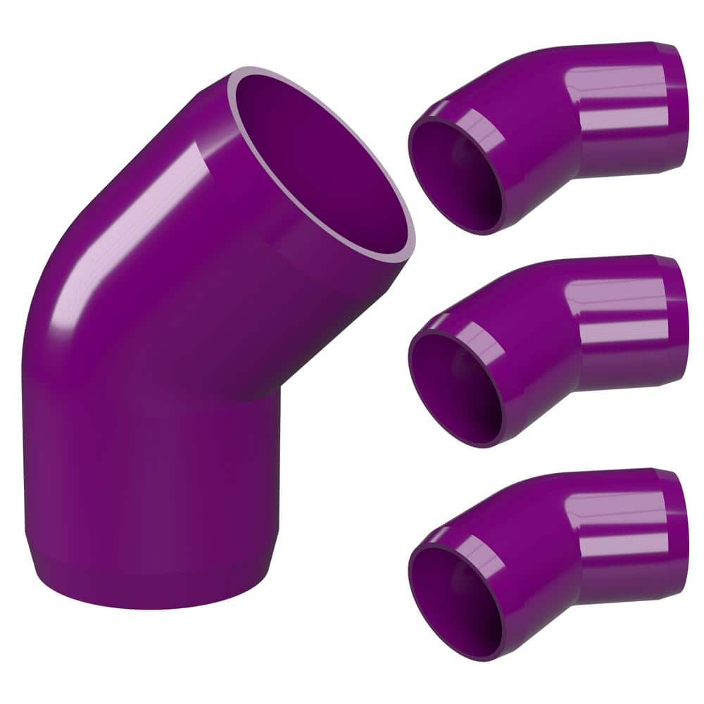 Purple FORMUFIT F11445E-PU-4 Elbow PVC Fitting 1-1/4 Size Furniture Grade Pack of 4 45 Degree 
