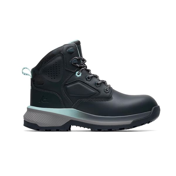 Women's Rainier Water Resistant 6 in. Work Boots - Composite Toe- Charcoal/Mint Size 8.5(M)