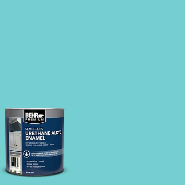 BEHR PREMIUM 1 qt. #P460-3 Soft Turquoise Semi-Gloss Enamel Urethane Alkyd Interior/Exterior Paint