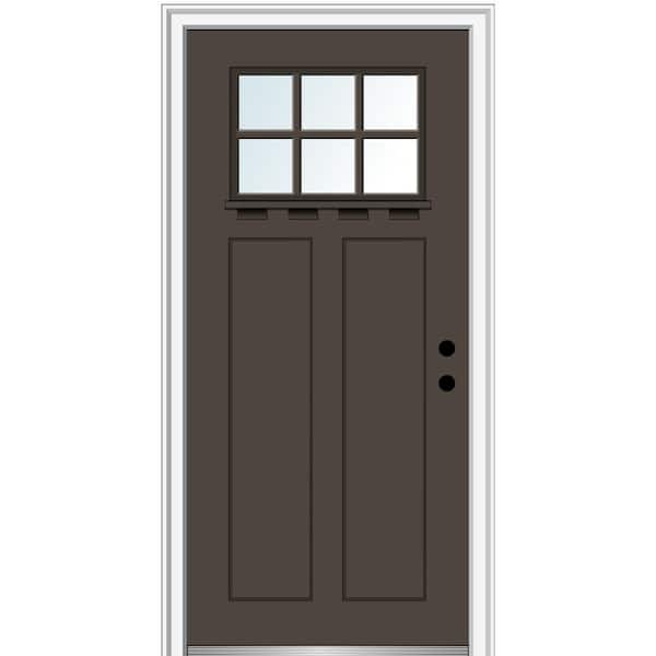 MMI Door 32 in. x 80 in. Left-Hand Inswing 6-Lite Clear 2-Panel 