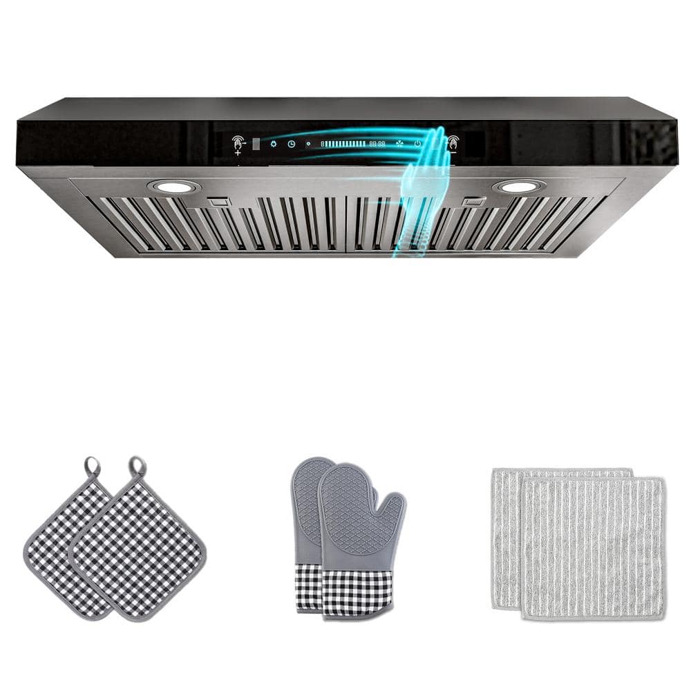 30 in. 400 CFM Ducted Under Cabinet Range Hood in Black Glass with 3-Venting Options, Touch and Gesture Control, Remote price history on PriceWatchPro