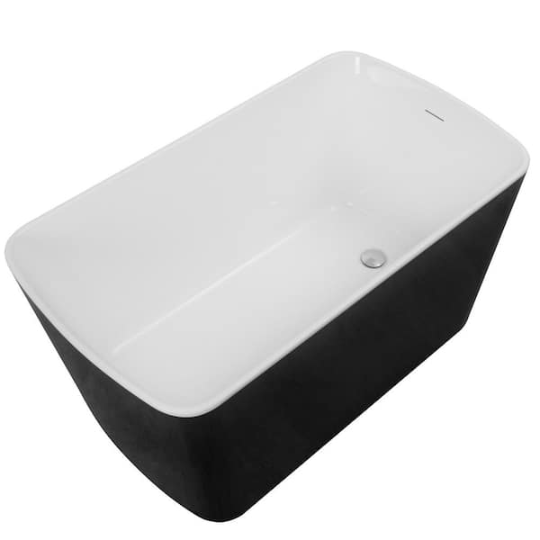 49.02 in. x 27.95 in. Acrylic Freestanding Flatbottom Soaking Bathtub in Glossy Black