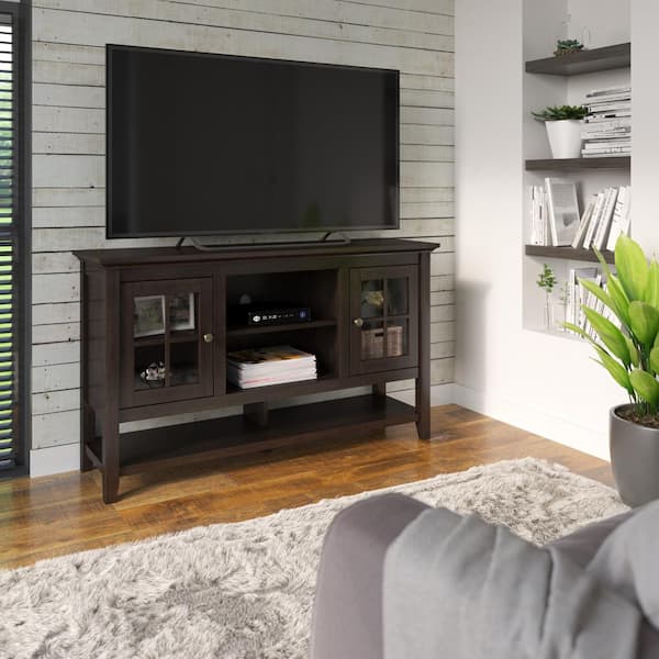 Midnight Cherry Tv Stand With 3 Shelves, Tall Tv Stand Bookcase Cherry
