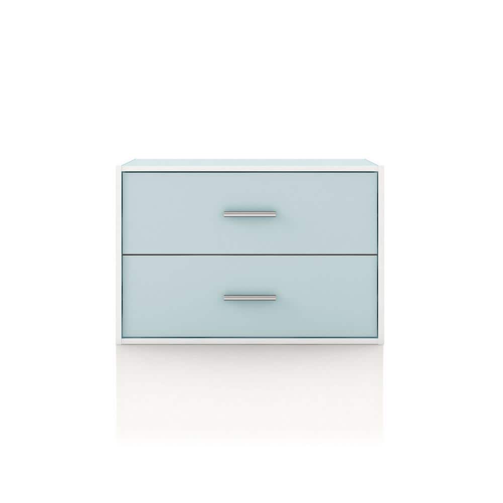Light Blue Stackable 2-Drawer Kids Storage Cabinet