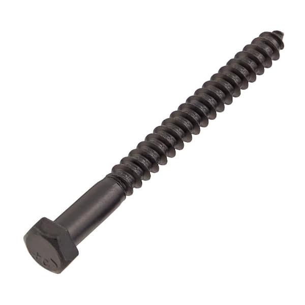 3/8 in. x 4 in. Black Exterior Hex Head Lag Screw (15-Pack)