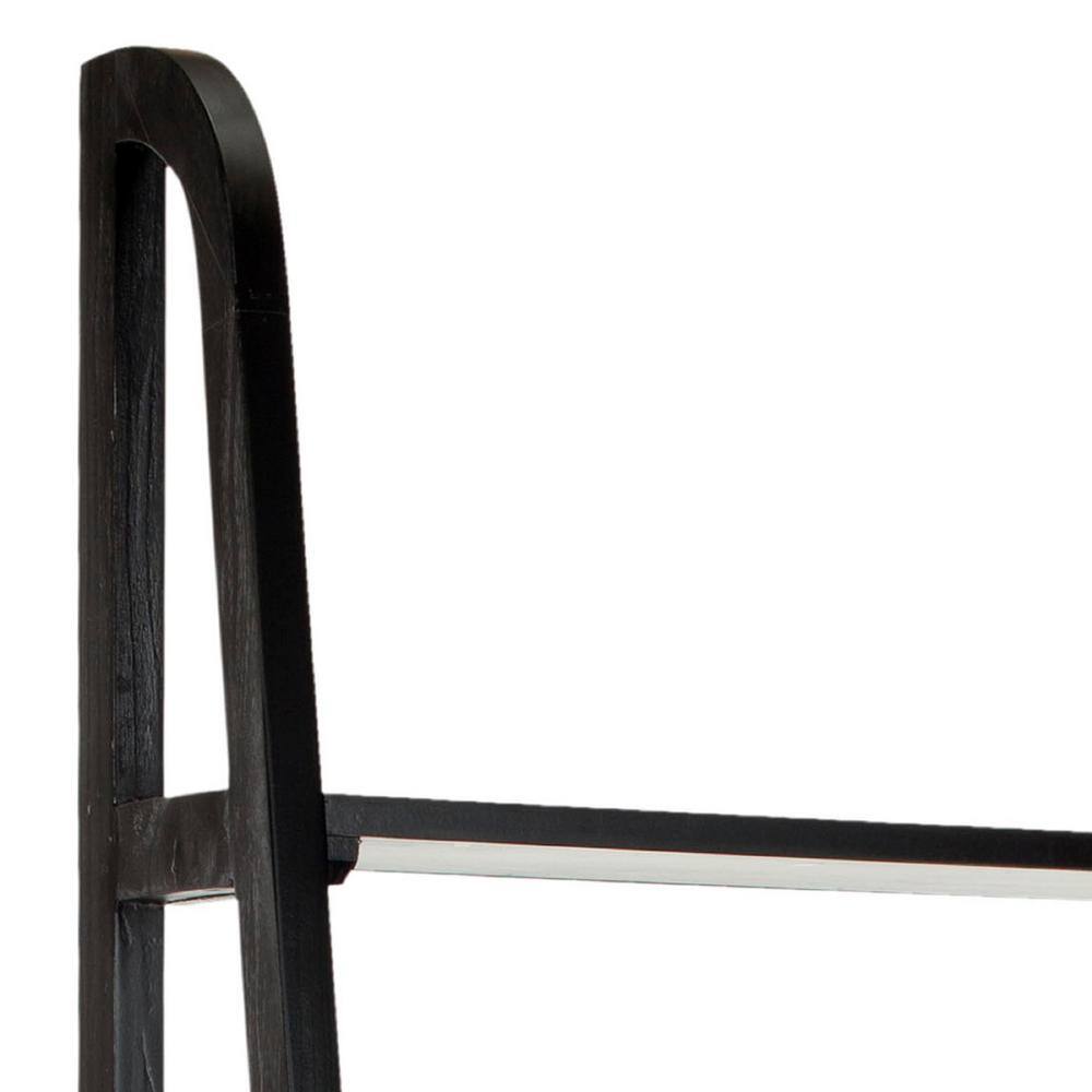 Transitional Black Wood 5-Tier Ladder Bookshelf