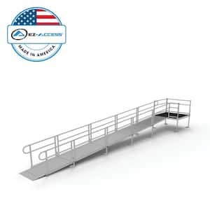 PATHWAY 28 ft. Straight Aluminum Wheelchair Ramp Kit with Solid Surface Tread, 2-Line Handrails and 5 ft. Top Platform