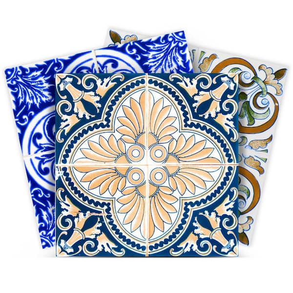 MI ALMA Blue, Yellow and Brown H402 7 in. x 7 in. Vinyl Peel and Stick Tile (24-Tiles, 8.17 sq. ft. / Pack)