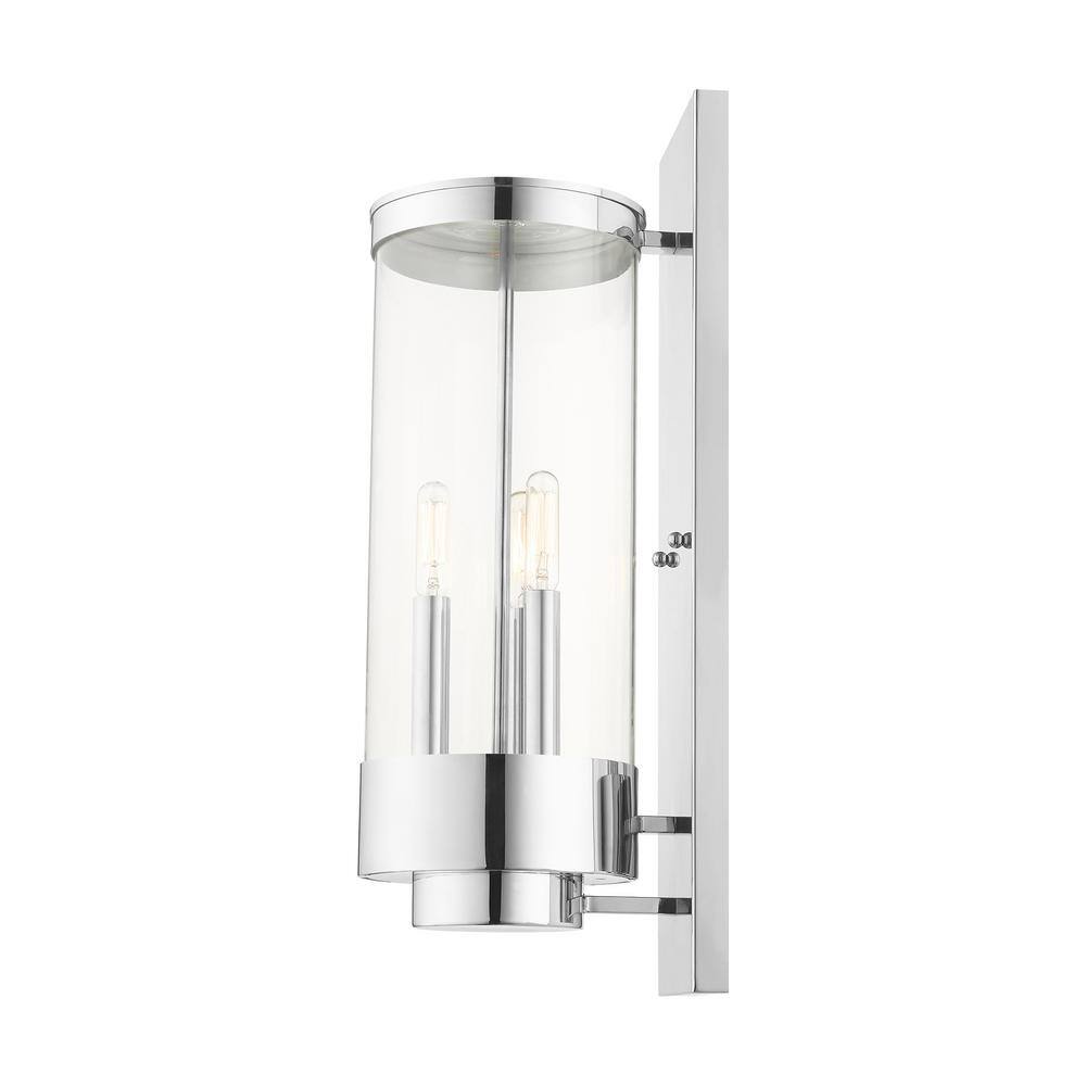 Polished Chrome 3-Light Lantern Sconce with Clear Glass