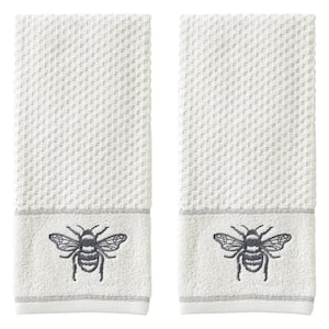 Farmhouse Bee 100% Cotton 2-Pack White Hand Towel