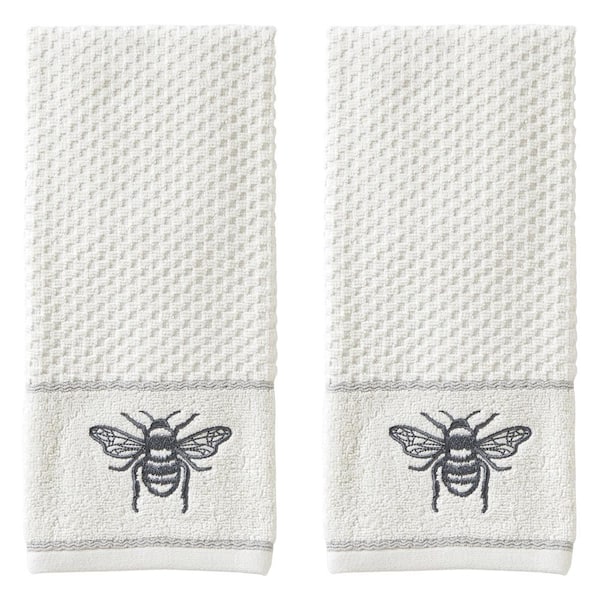 SKL Home Farmhouse Bee 100% Cotton 2-Pack White Hand Towel V1788000830203 -  The Home Depot