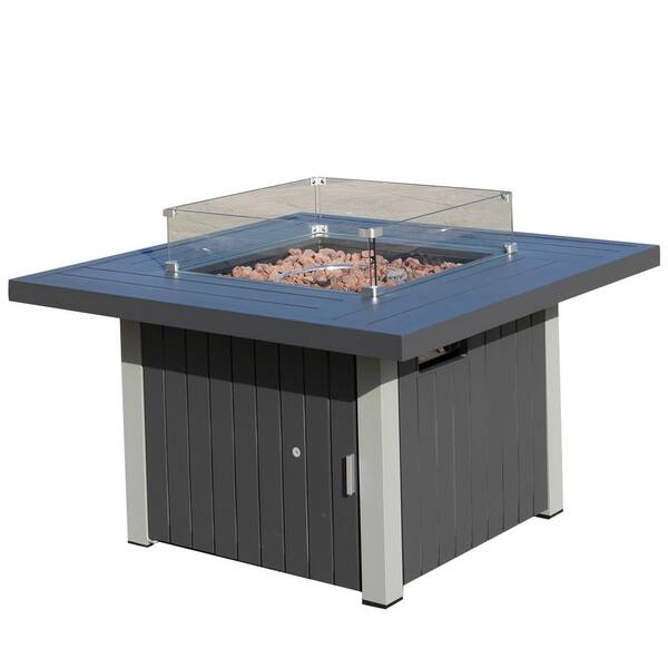 moda furnishings Jack Gray Square Aluminum Outdoor Fire Pit Table MOG