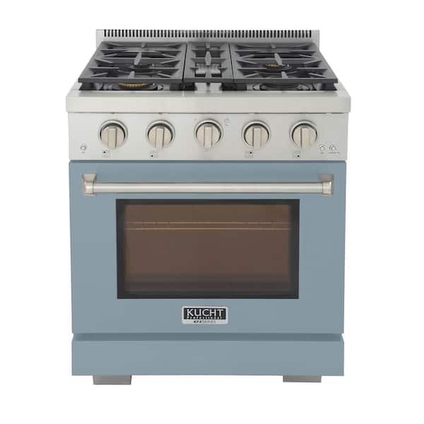 Kucht Professional 30 in. 4.2 cu. ft. 4-Burners Freestanding Natural Gas Range in Light Blue with Convection Oven