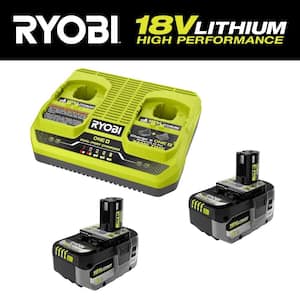 ONE+ 18V Dual-Port Simultaneous Charger with ONE+ 18V 4.0 Ah Lithium-Ion HIGH PERFORMANCE Battery (2-Pack)