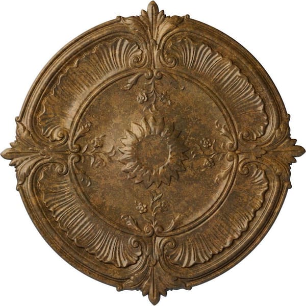 Ekena Millwork 1-1/2 in. x 30-1/8 in. x 30-1/8 in. Polyurethane Attica Acanthus Leaf Ceiling Medallion, Rubbed Bronze