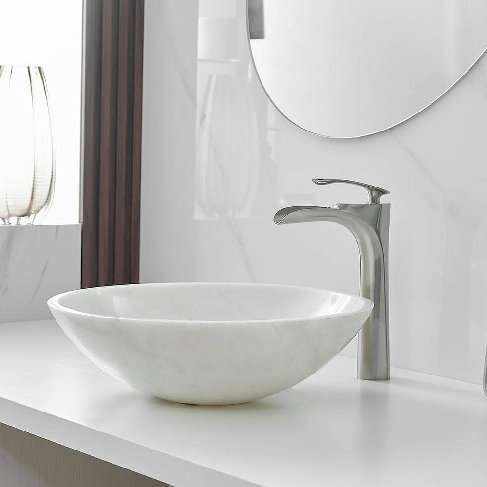 Brushed Nickel Single Handle Vessel Sink Faucet with Drain Assembly