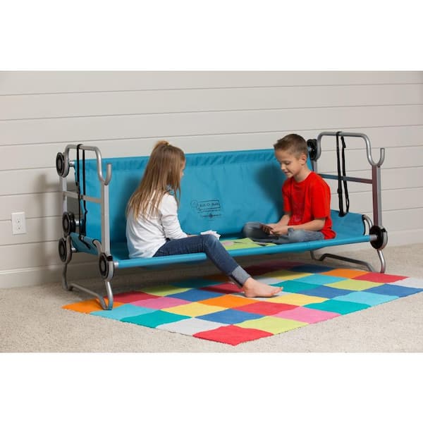 Disc O Bed Kid Bunk 65 In Teal Blue, Portable Bunk Bed Cots