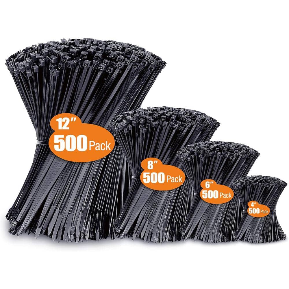 Assorted UV Resistant Wire Cable Tie with Multiple Sizes in Black (2000-Pie